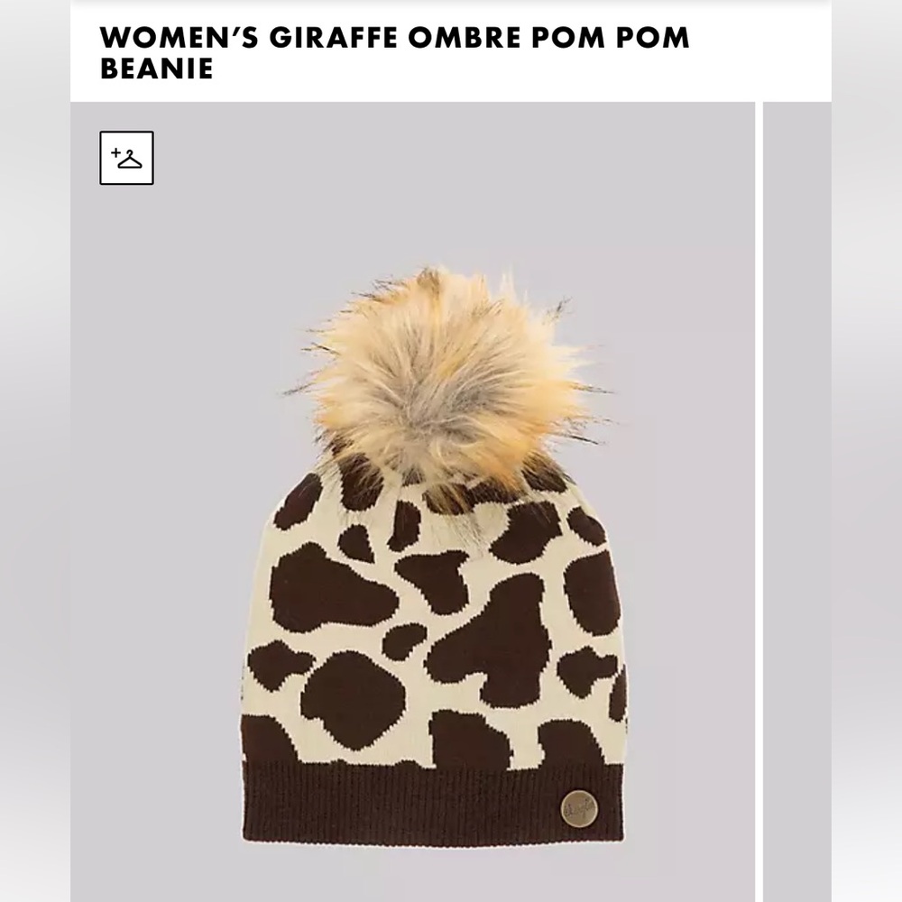 Wrangler Giraffe Print Beanie with Pom Pom